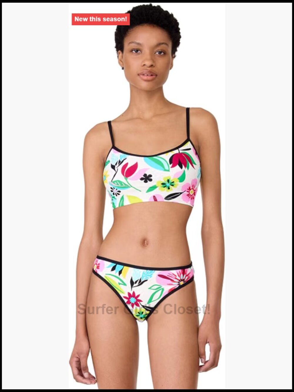 Nylon Spandex Cami Crop Bikini Top Adjustable Straps Removable Cups